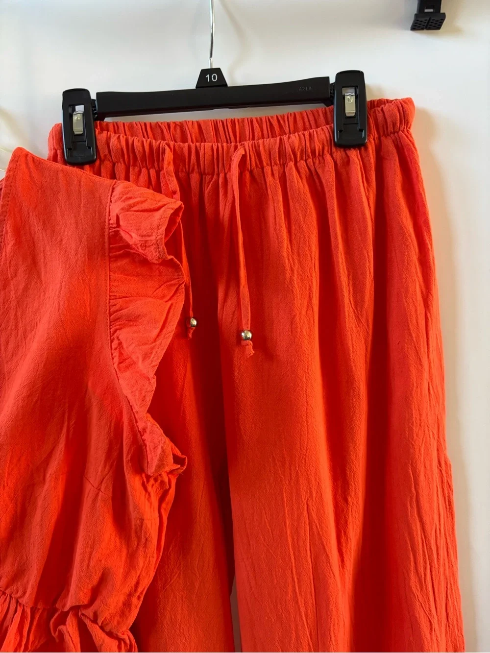 Fancyinn 2 Piece Deep V Neck Crop Top With Side Slit Drawstring Pants L Orange - Picture 9 of 9